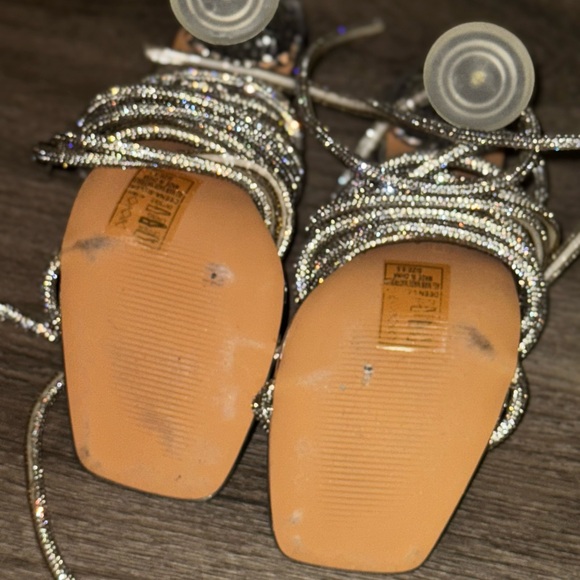 Azalea Wang Silver Rhinestone Wrap Stiletto Heels - Picture 4 of 4